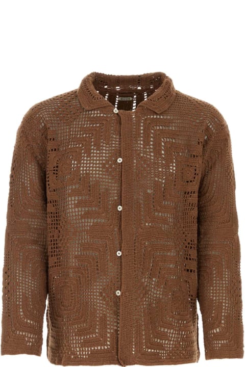Bode Sweaters for Men Bode Brown Crochet Shirt