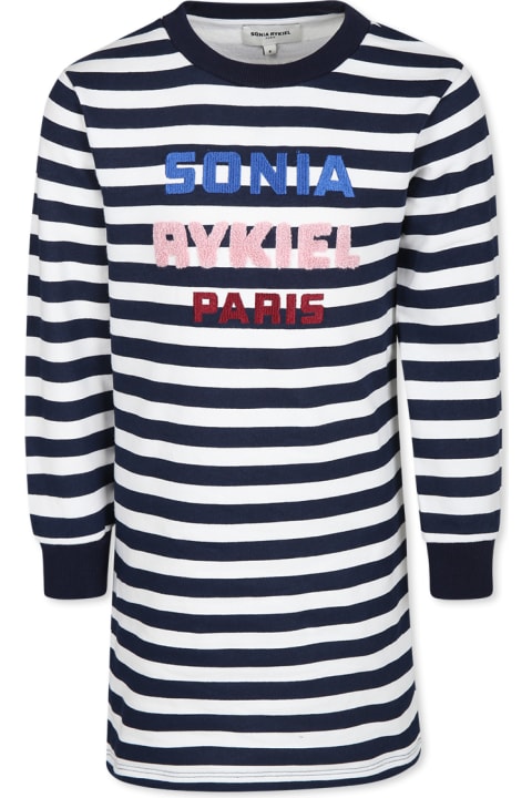 Homeware Rykiel Enfant Blue Dress For Girl With Logo