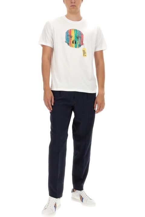 PS by Paul Smith Topwear for Men PS by Paul Smith Wooden Skull Print T-shirt