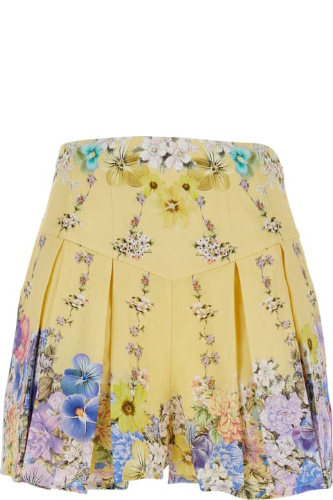 Camilla for Men Camilla Multicolor Shorts With All-over Floral Print And Crystal Embellishments In Linen And Silk Woman