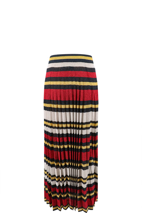 Gucci Clothing for Women Gucci Midi Multicolor Pleated Striped Skirt In Lurex Woman
