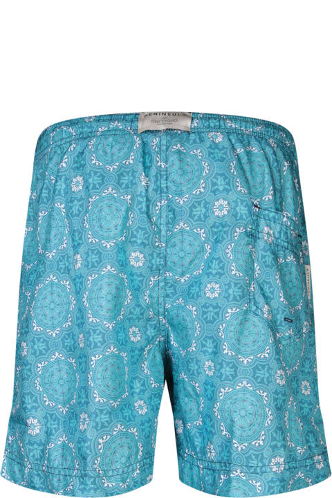 Swimwear for Men Peninsula Swimwear Patterned Swim Trunks In Light Blue/white By Peninsula