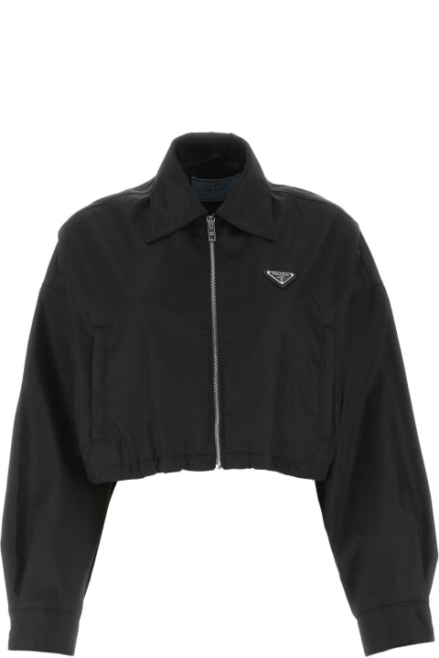 Prada Clothing for Women Prada Black Re-nylon Bomber Jacket