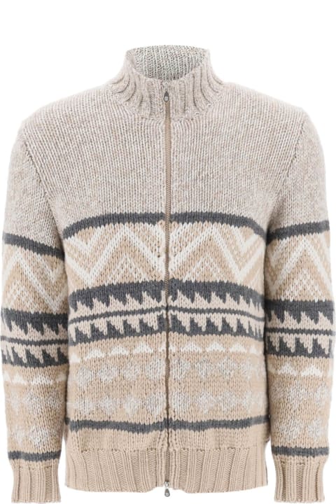 Sweaters for Men Brunello Cucinelli Fair Isle Zip-up Cardigan