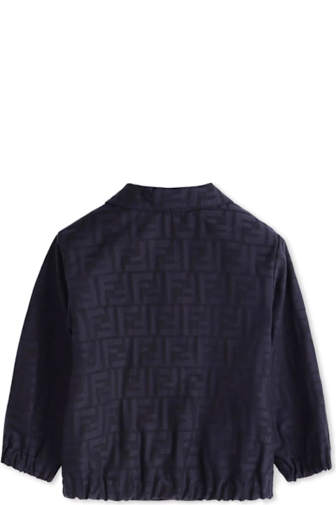 أدوات منزلية Fendi Blue Jacket With All-over Ff For Baby Boy