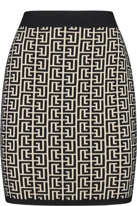 Balmain Clothing for Women Balmain Monogram Jacquard Knit Skirt