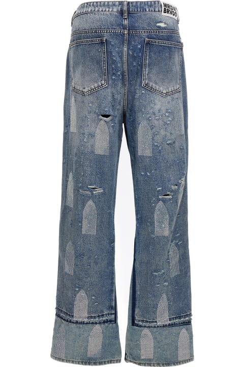 Jeans for Men Who Decides War 'rhinestone Washed Denim' Jeans