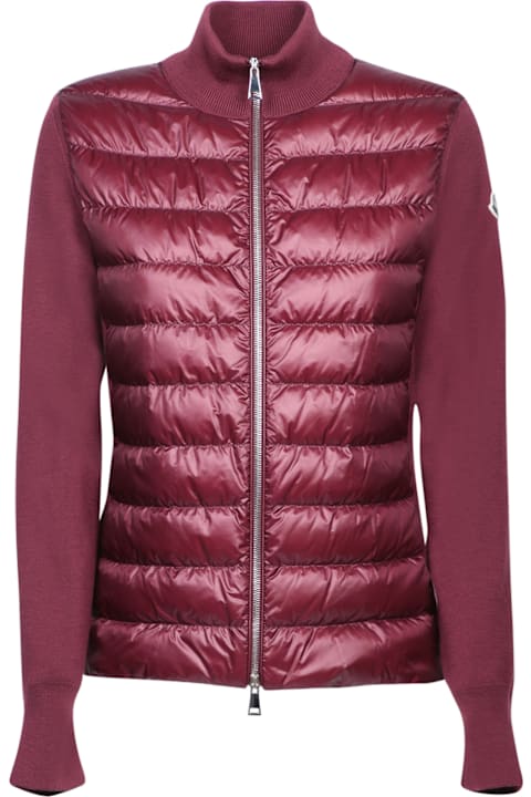 Moncler Sweaters for Women Moncler Bordeaux Padded Cardigan