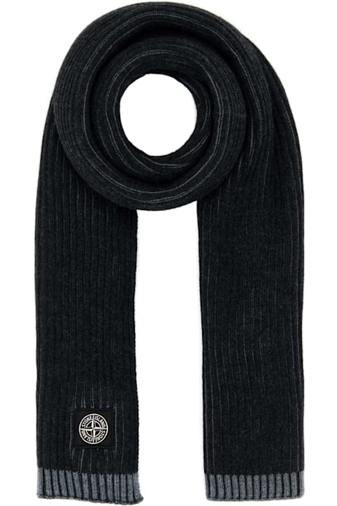 メンズ スカーフ Stone Island Dark Grey Wool Scarf