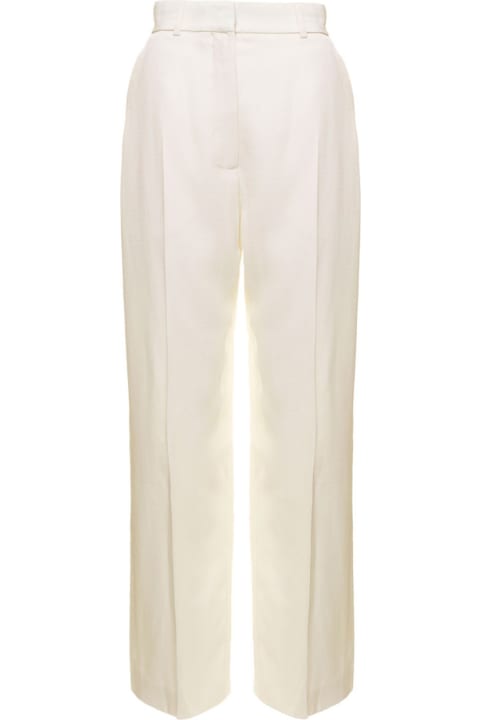 Casablanca for Women Casablanca White Wide Leg Tailored Trousers In Silk Blend Woman