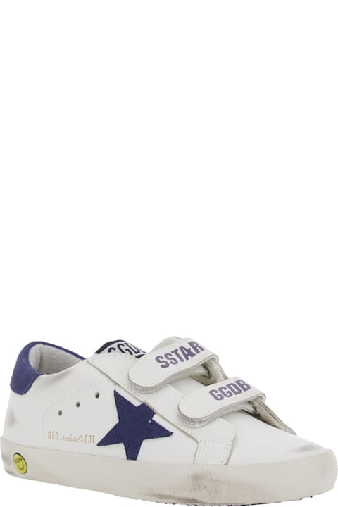 Homeware Golden Goose 'old School' White Low-top Sneakers With Side Star Patch In Leather Boy
