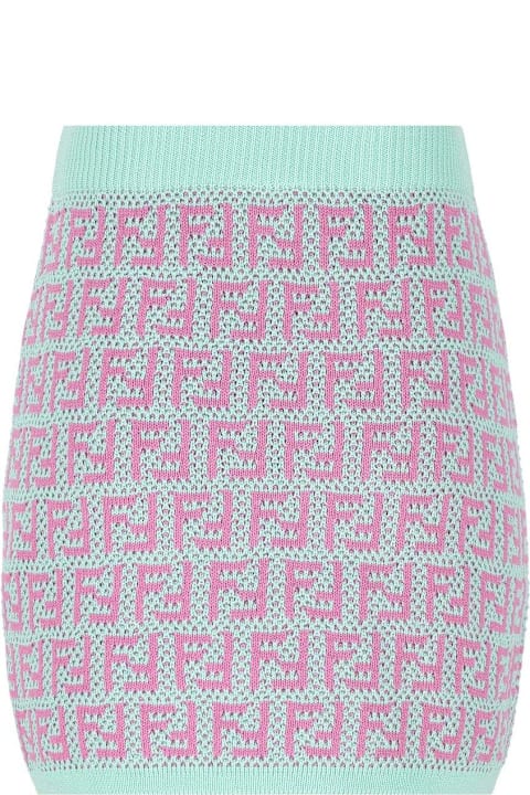 Fendi for Girls Fendi Ff-intarsia Crochet-knitted Mini Skirt