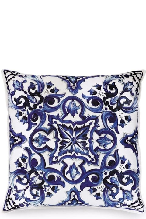 Home Décor Dolce & Gabbana Cuscino In Cotone 60cm Mediterranean Blue