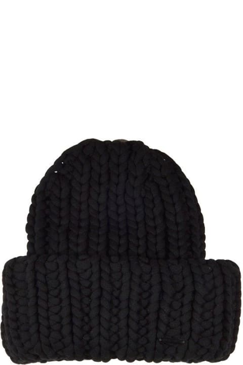 Dsquared2 Hats for Women Dsquared2 Logo-plaque Ribbed-knitted Beanie Hat