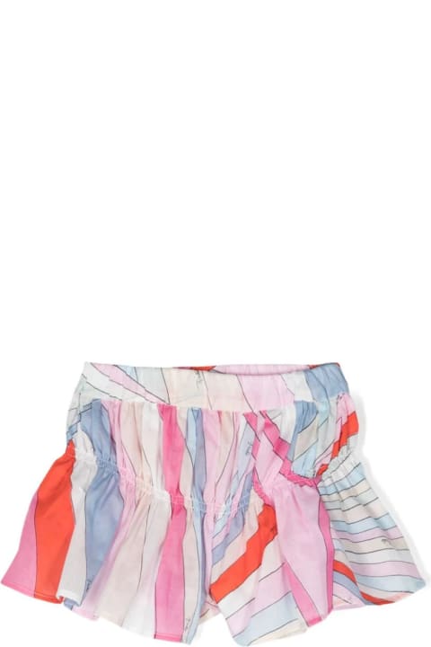 Pucci Bottoms for Baby Girls Pucci Flared Shorts With Light Blue/multicolour Iride Print