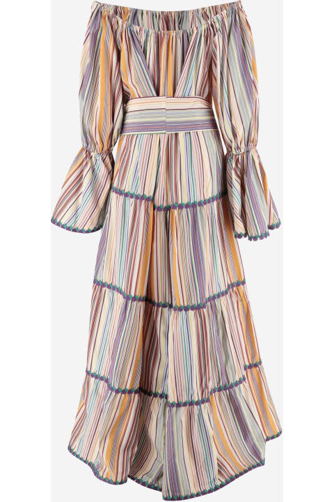 Flora Sardalos Clothing for Women Flora Sardalos Cotton Maxi Dress With Striped Pattern