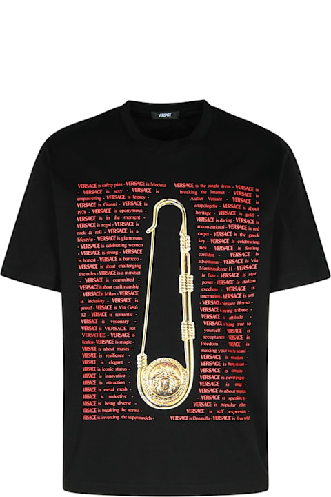 Versace Men Versace Black Cotton T-shirt