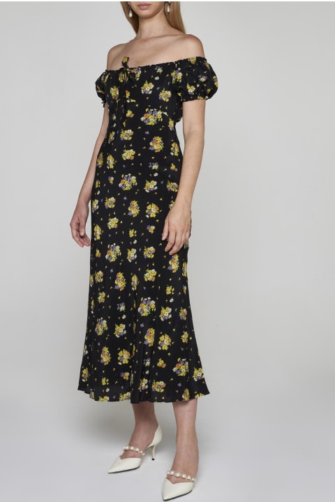 Fashion for Women Alessandra Rich Floral Print Silk Midi Dress