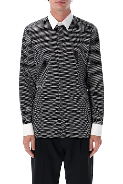 Homeware Tom Ford Tom Ford Cotton Shirt With Diamond Print And Contrast White Collar