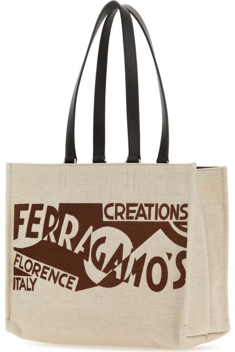 Ferragamo for Women Ferragamo Sand Canvas Shopping Bag