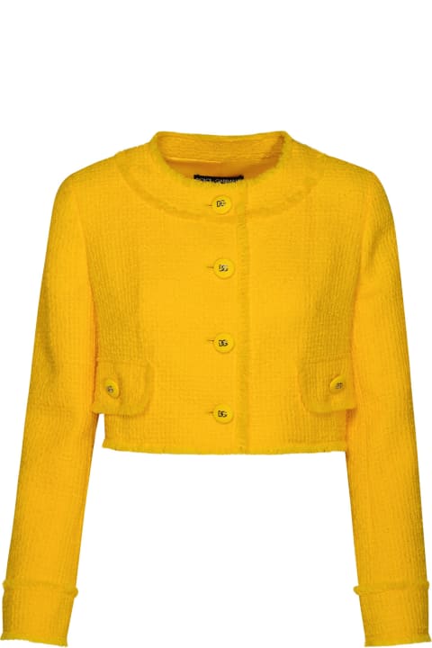 Dolce & Gabbana Sweaters for Women Dolce & Gabbana Yellow Wool Jacket