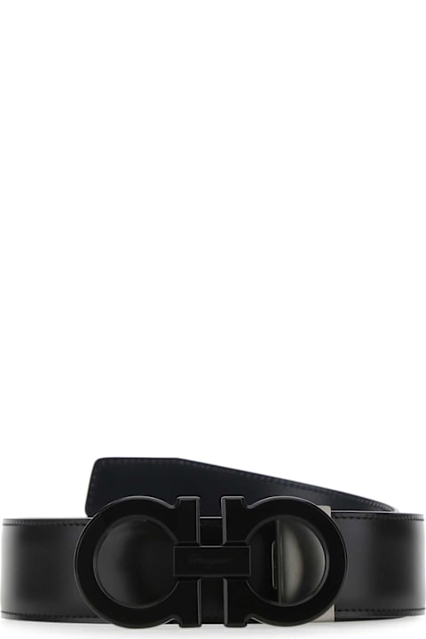 Ferragamo لـ Kids Ferragamo Black Leather Reversibile Belt