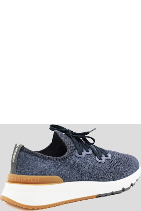Brunello Cucinelli Blue Knit Sneakers