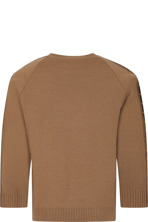 Fendi for Boys Fendi Brown Sweater For Kids With Double Ff