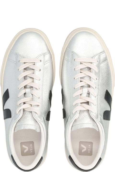 Homeware Veja Veja Campo Silver And Black Leather Sneakers
