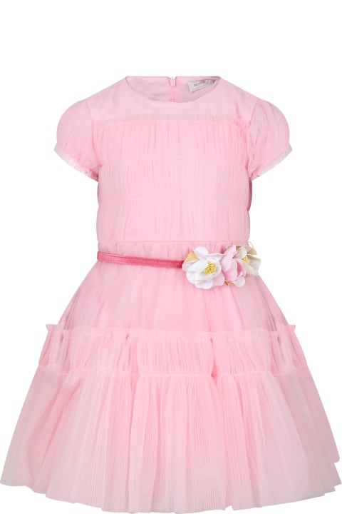 Dresses for Girls Monnalisa Pink Dress For Girl With Flowers