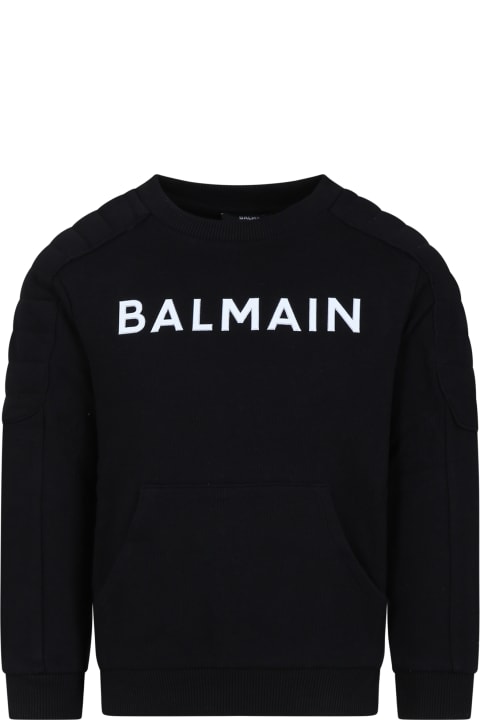 Balmain for Girls Balmain Sweat-shirt Noir Pour Fille Avec Logo
