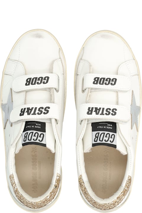 Homeware Golden Goose Golden Goose Kids Old School Leather And Glitter Heel Sneakers
