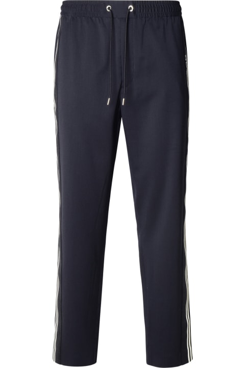 Pants for Men Moncler Navy Virgin Wool Blend Sporty Pants