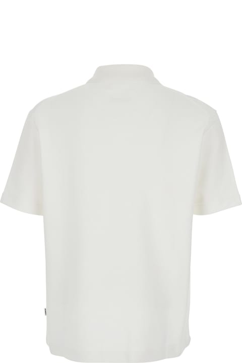 أدوات منزلية Jil Sander White Polo Shirt With Classic Collar And Front Zip Closure In Cotton Man