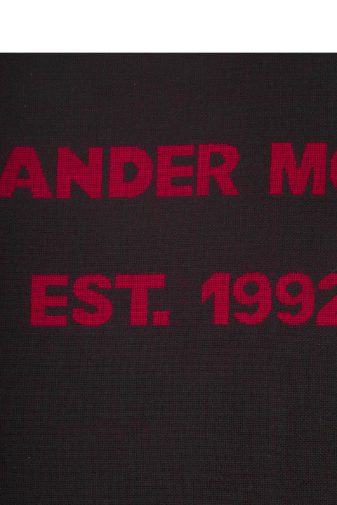 ウィメンズ Alexander McQueenのスカーフ Alexander McQueen Red And Black Scarf With Jacquard Logo In Wool Man