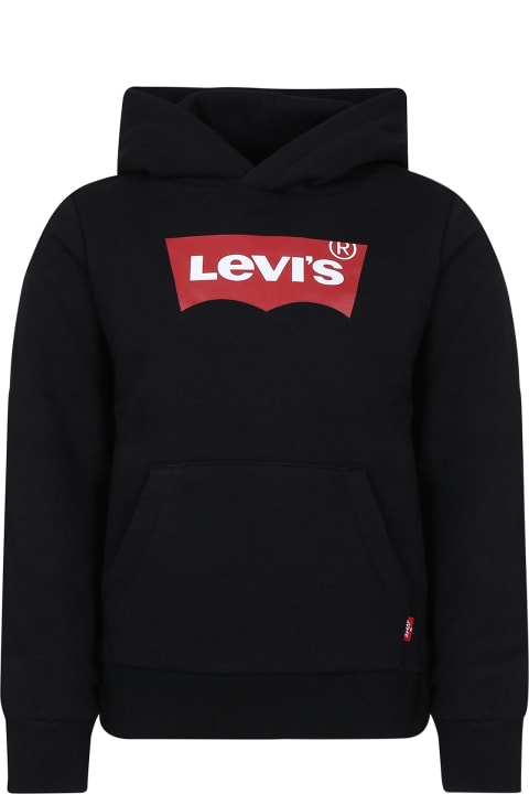 ボーイズ Levi'sのニットウェア＆スウェットシャツ Levi's Black Sweatshirt For Boy With Logo