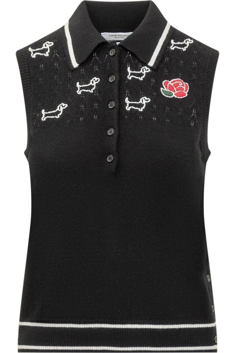 Topwear for Women Thom Browne Polo Shirt With Rose And Hector Logo