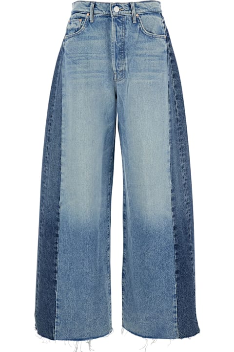 Homeware Mother Blue Five-pocket Jeans With Patchwork Design In Denim Woman