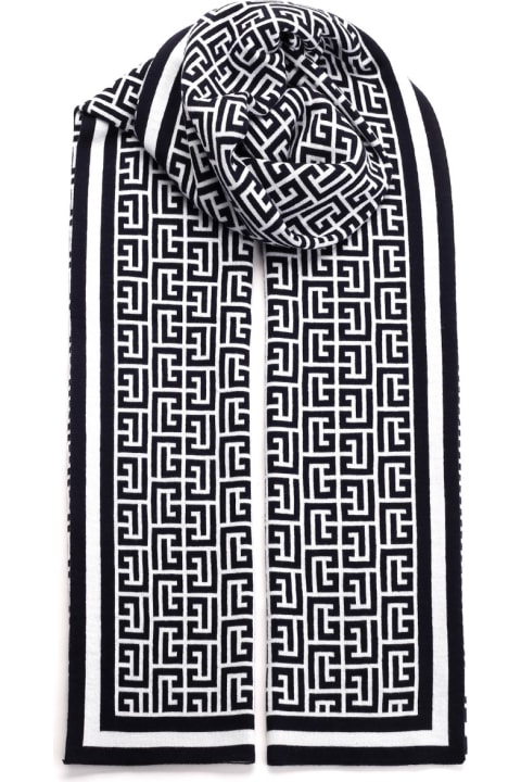 Balmain Scarves for Men Balmain Wool Mongram Scarf