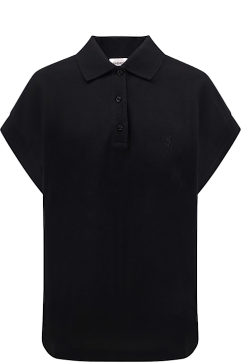 Topwear for Women Saint Laurent Cotton Blend Polo Shirt With Logo