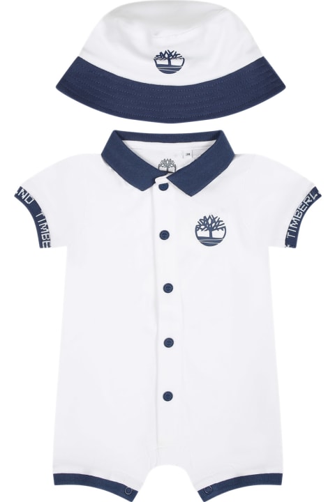 ベビーガールズ Timberlandのボディスーツ＆セットアップ Timberland White Romper For Baby Boy With Logo