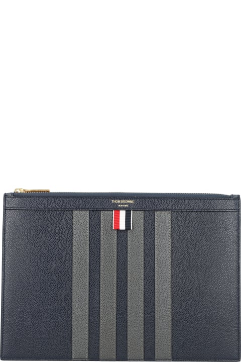 Wallets for Men Thom Browne Pebble Grain Leather 4 Bar Small Document Holder