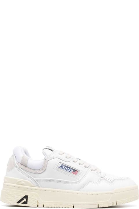 White Low Top Sneakers With Logo Patch In Leather And Suede Woman