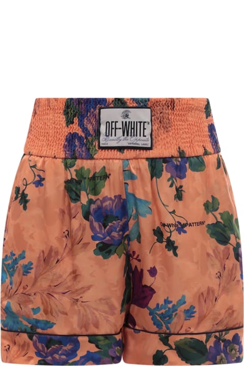 ウィメンズ Off-Whiteのパンツ＆ショーツ Off-White Orange Camouflage Pajama Shorts With Floral Motif