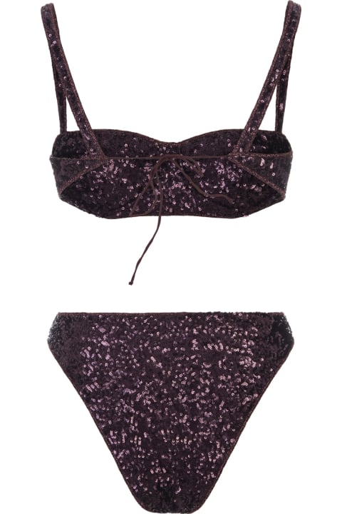 Oseree Swimwear for Women Oseree Purple Sequined Bikini