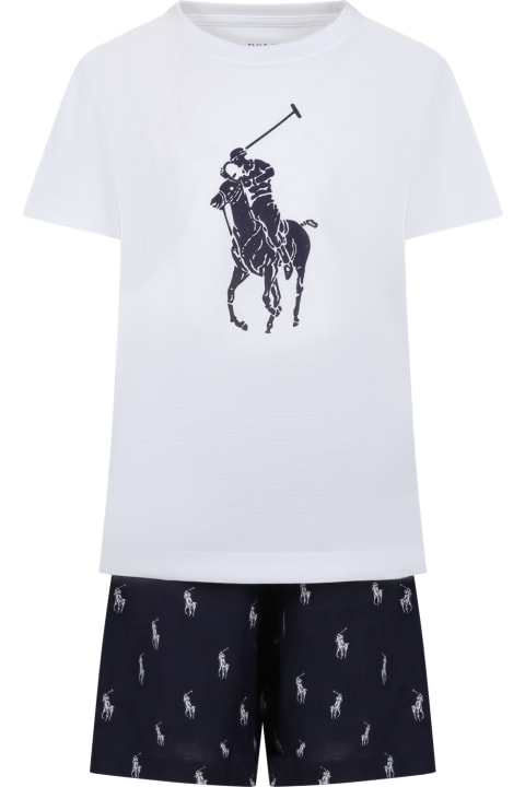 Ralph Lauren Jumpsuits for Boys Ralph Lauren White Pajamas For Boy With Logo