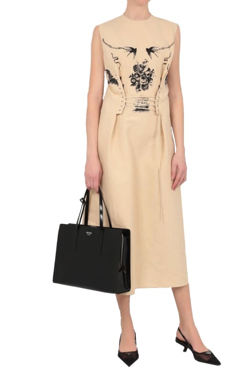 Prada Dresses for Women Prada Midi Linen Midi Dress