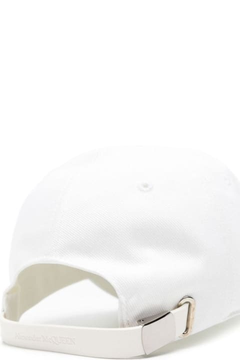 Alexander McQueen Hats for Men Alexander McQueen White Baseball Hat With Mcqueen Signature