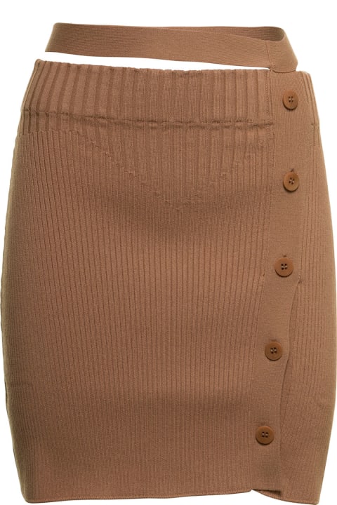 Andrea Adamo Woman Beige Viscose Skirt With Cut Out Detail
