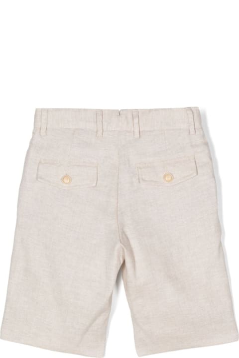 Bottoms for Boys Eleventy Melange Beige Bermuda Shorts In Linen And Cotton